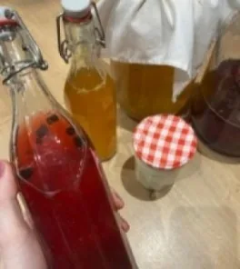 Lahve s domácími fermentovanými nápoji